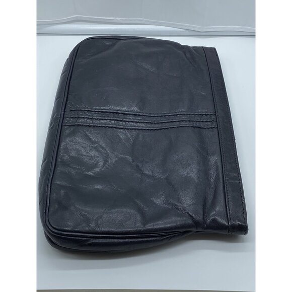 Woodward & Lothrop Black Genuine Leather Clutch Bag Italy Made Vintage 11 x 7 - Picture 1 of 9